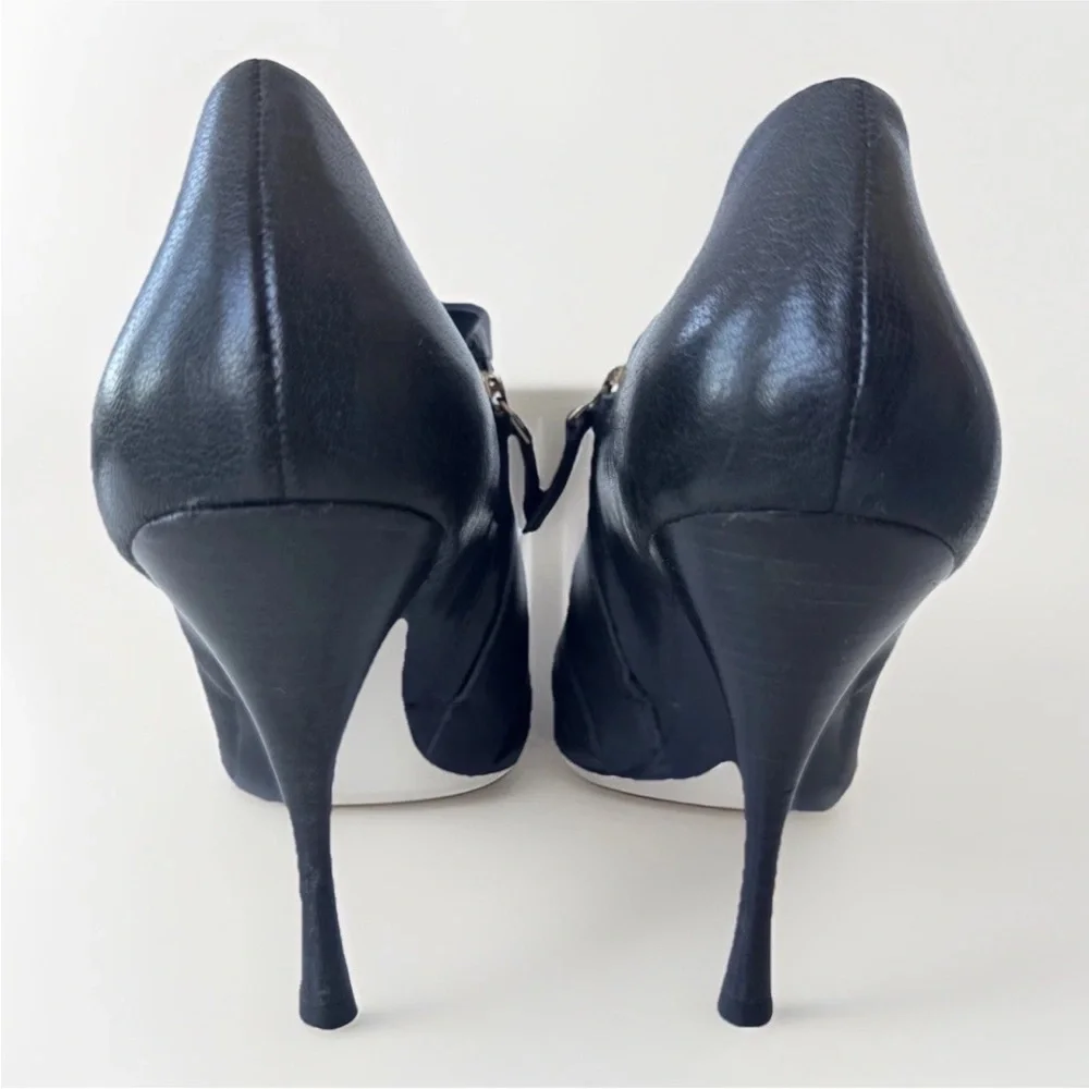 Tory Burch Lorelei Black Leather Stiletto Heel Ankle Boot Bootie Size 9.5